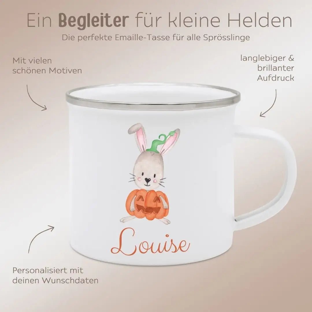 Emaille Kindertasse personalisiert - Halloween Aquarell - wunderwunsch