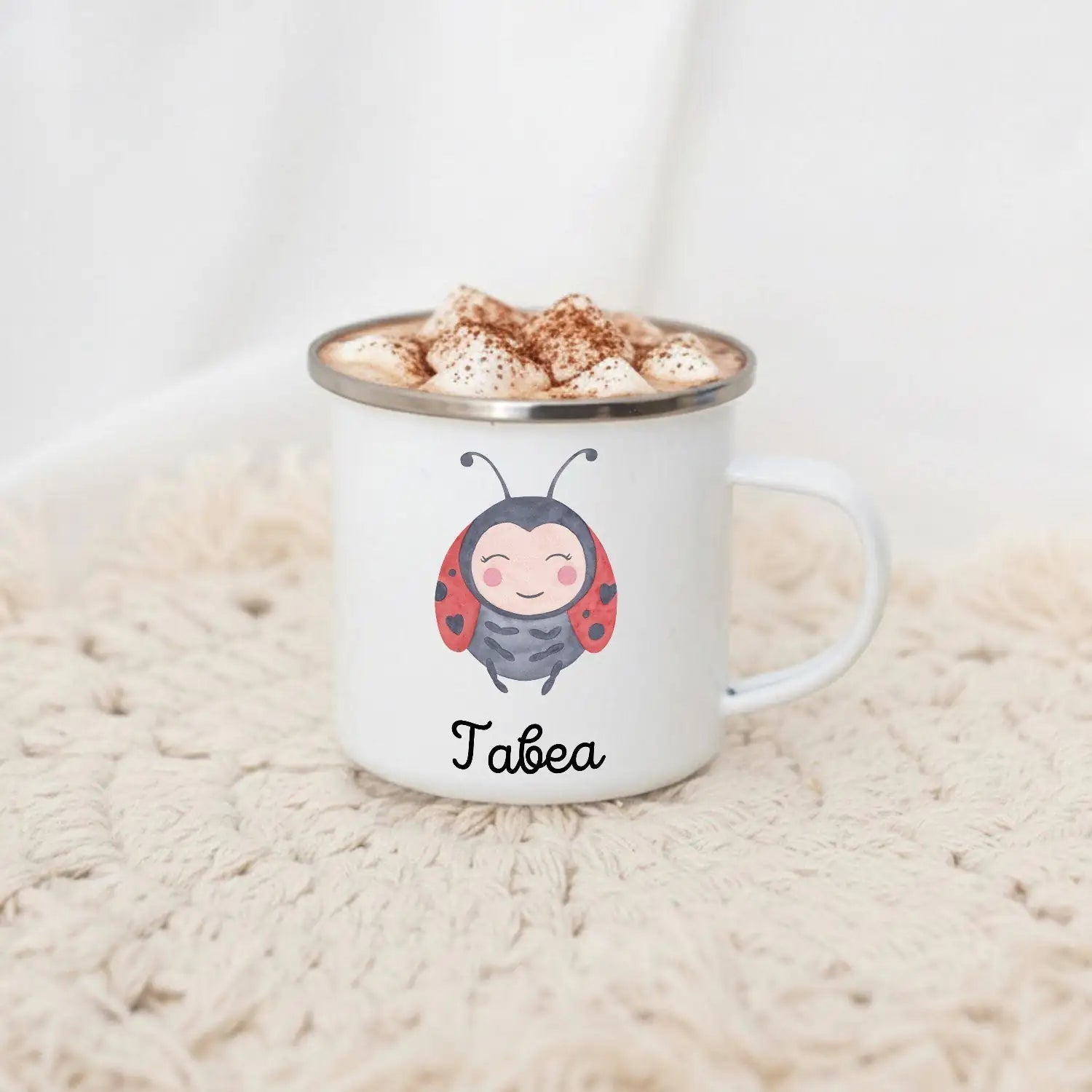 Emaille Kindertasse personalisiert - Tier Aquarell - wunderwunsch