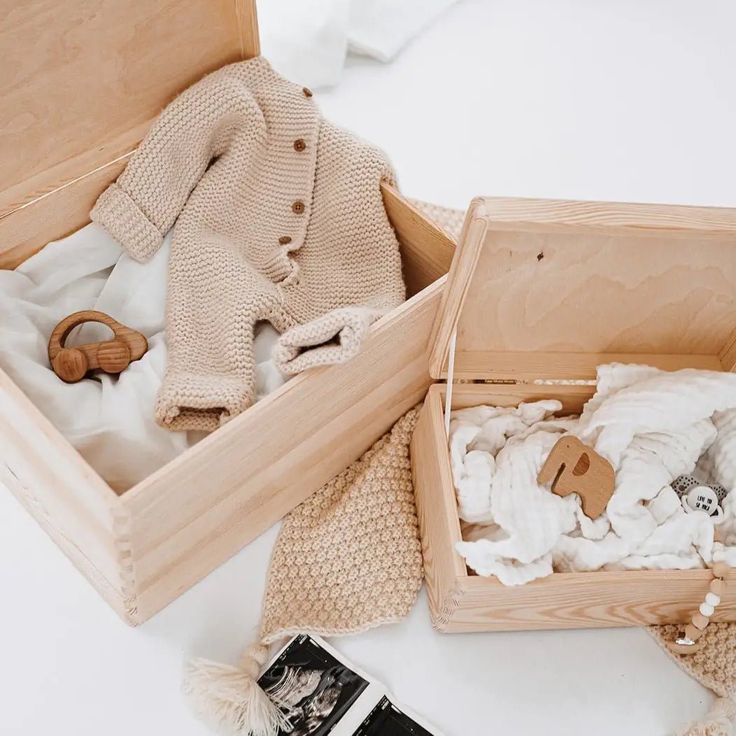 Erinnerungsbox Holz mit Wunschdaten – Regenbogen Boho pastell Aquarell - wunderwunsch