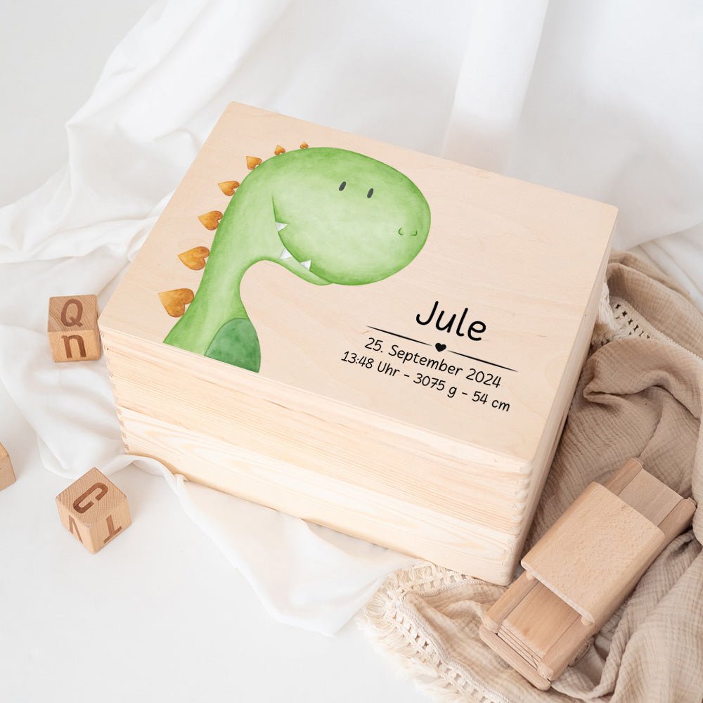 Erinnerungsbox Holz mit Wunschdaten – Tier Aquarell (Druckschrift) - wunderwunsch
