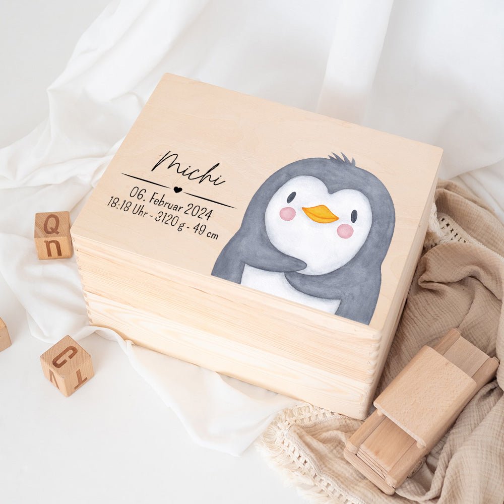Erinnerungsbox Holz mit Wunschdaten – Tier Aquarell - wunderwunsch