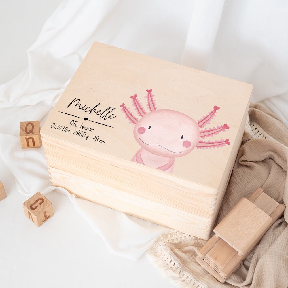 Erinnerungsbox Holz mit Wunschdaten – Tier Aquarell - wunderwunsch