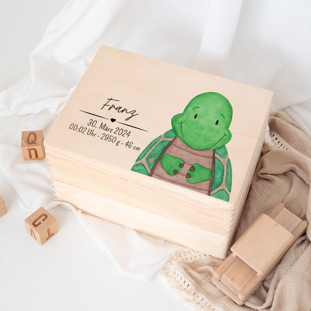 Erinnerungsbox Holz mit Wunschdaten – Tier Aquarell - wunderwunsch