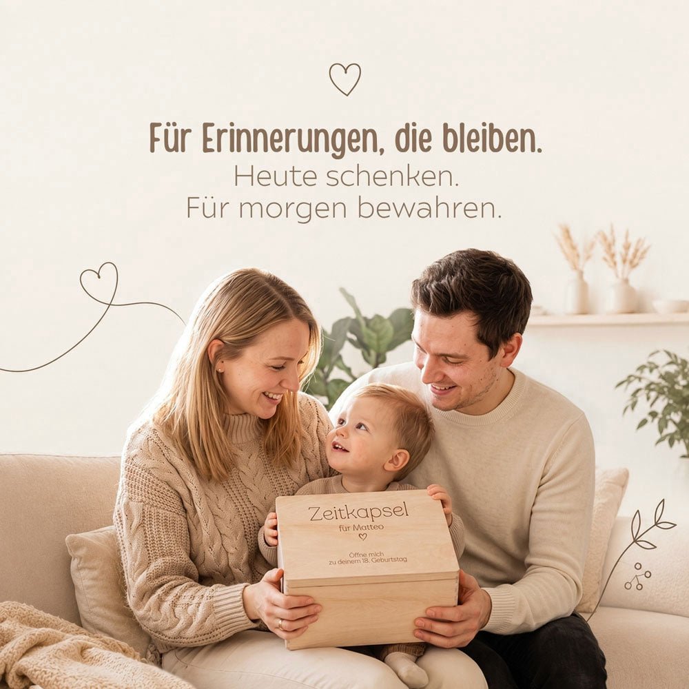 Erinnerungsbox Holz mit Wunschdaten – Zeitkapsel - wunderwunsch