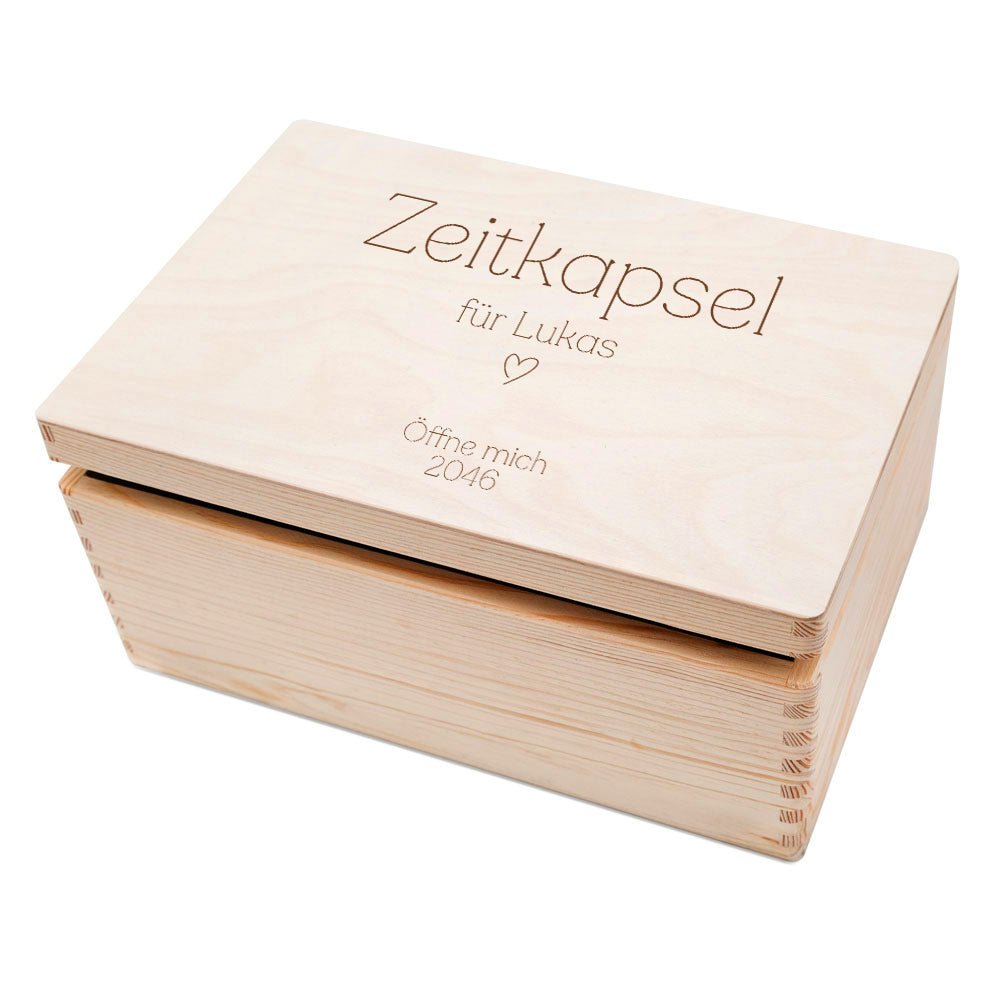 Erinnerungsbox Holz mit Wunschdaten – Zeitkapsel - wunderwunsch