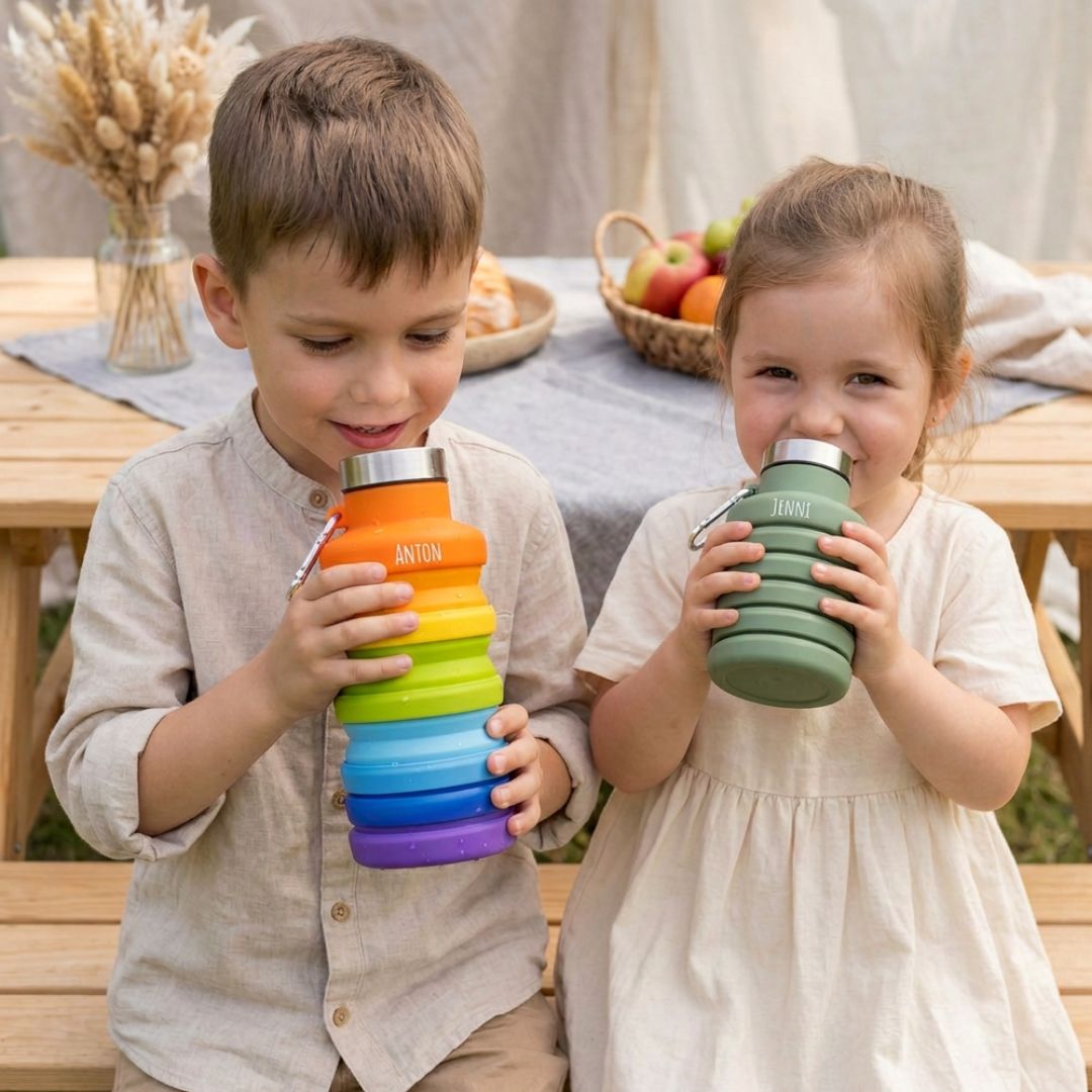 Faltbare Silikon Wasserflasche personalisiert - wunderwunsch