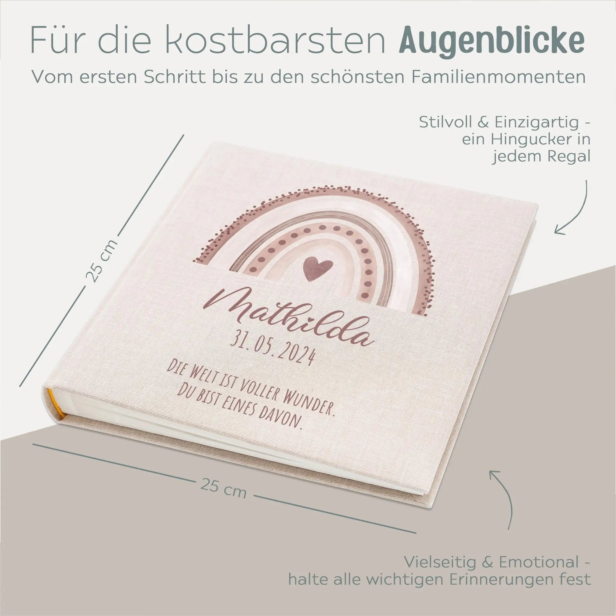 Fotoalbum mit Leineneinband - Regenbogen Punkte Aquarell - wunderwunsch