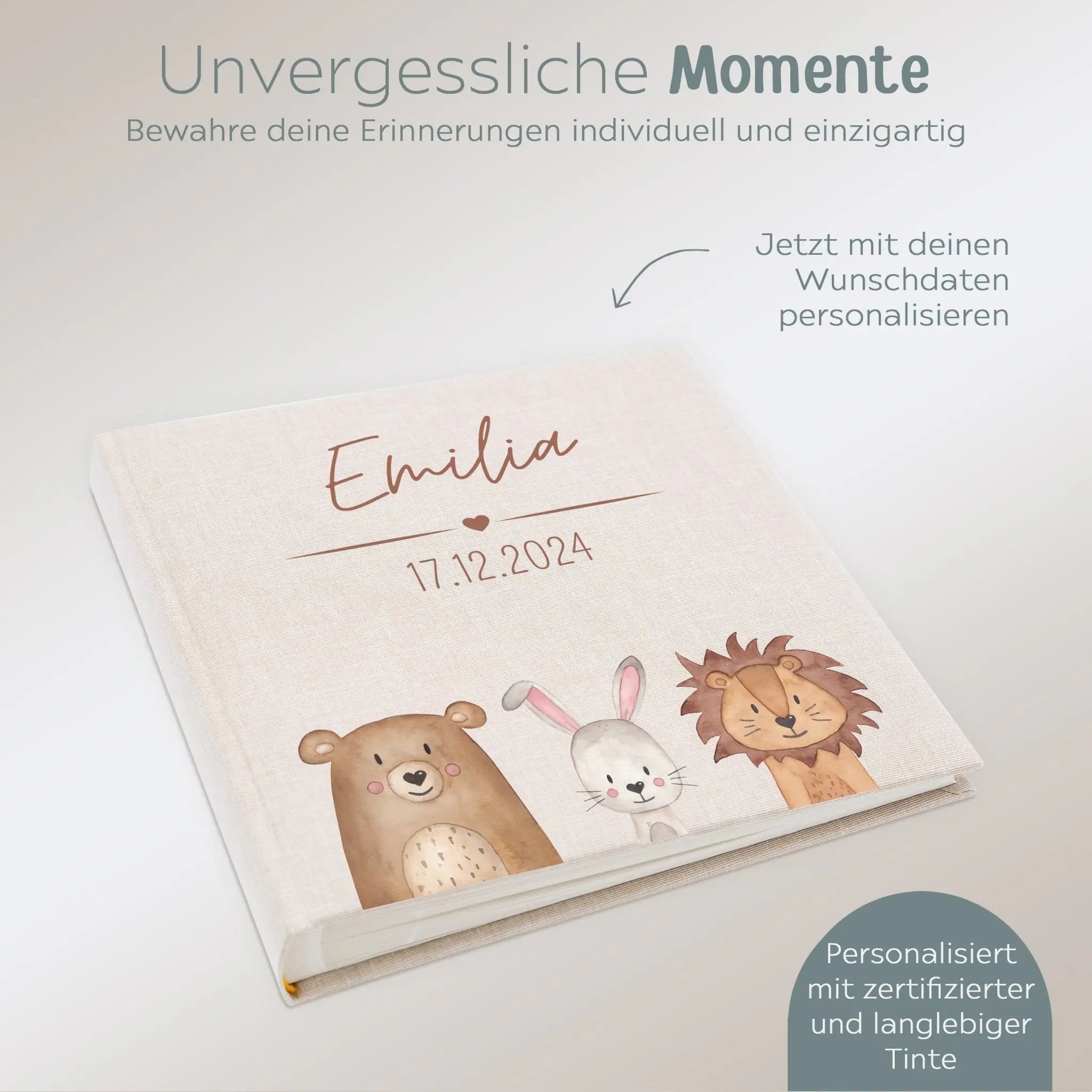 Fotoalbum mit Leineneinband - Tiere Aquarell - wunderwunsch
