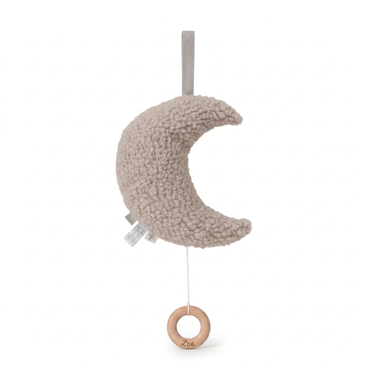 JOLLEIN Spieluhr für Babys personalisierbar - Mond Boucle