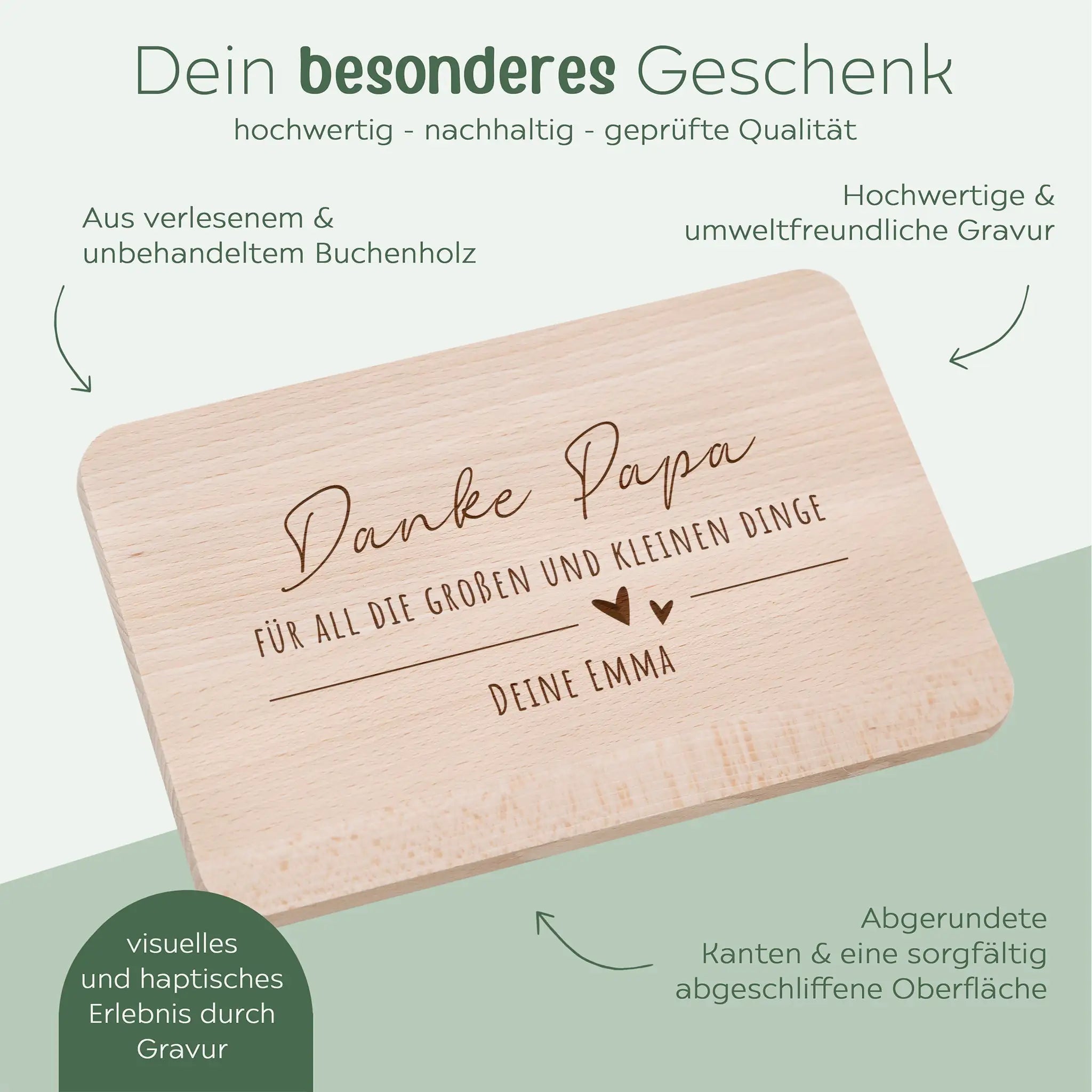 Frühstücksbrett "Danke Mama..." oder "Danke Papa..." - wunderwunsch