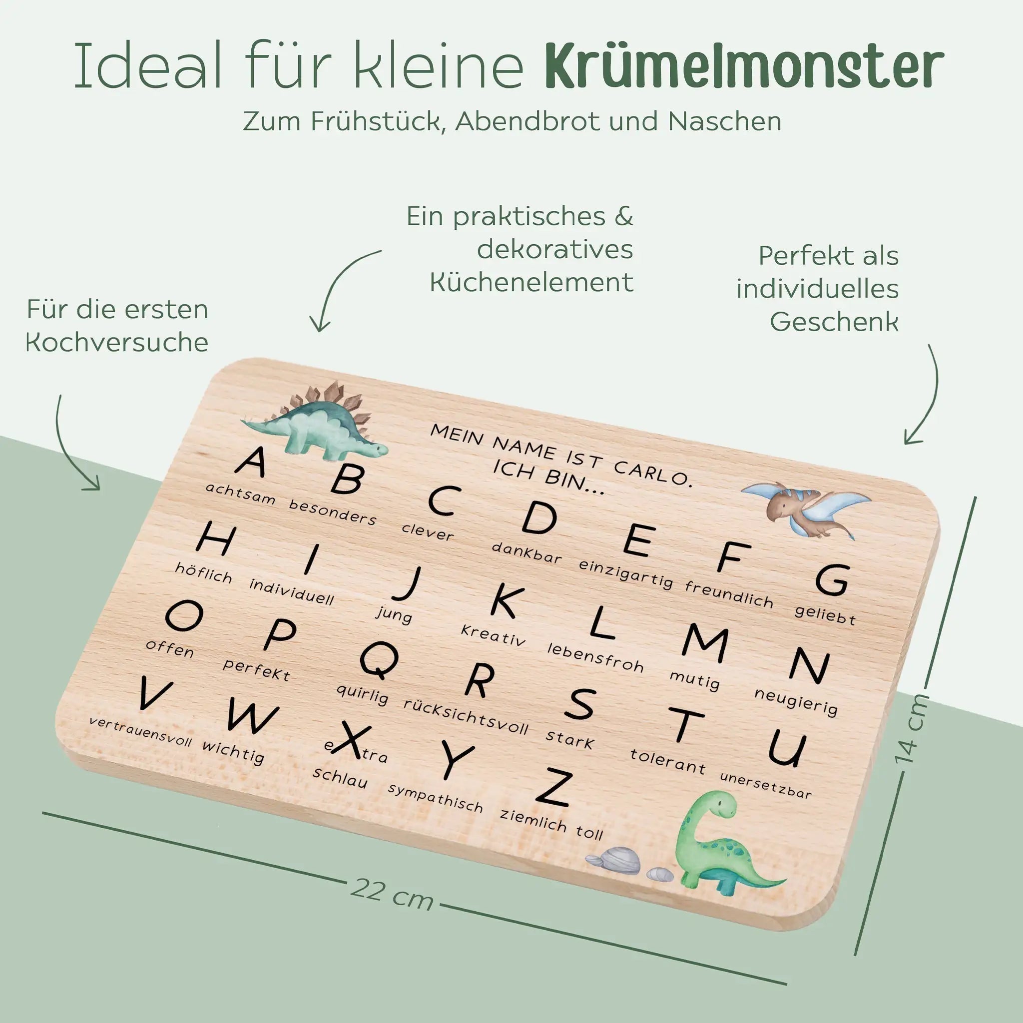 Frühstücksbrettchen personalisiert - ABC Aquarell - wunderwunsch