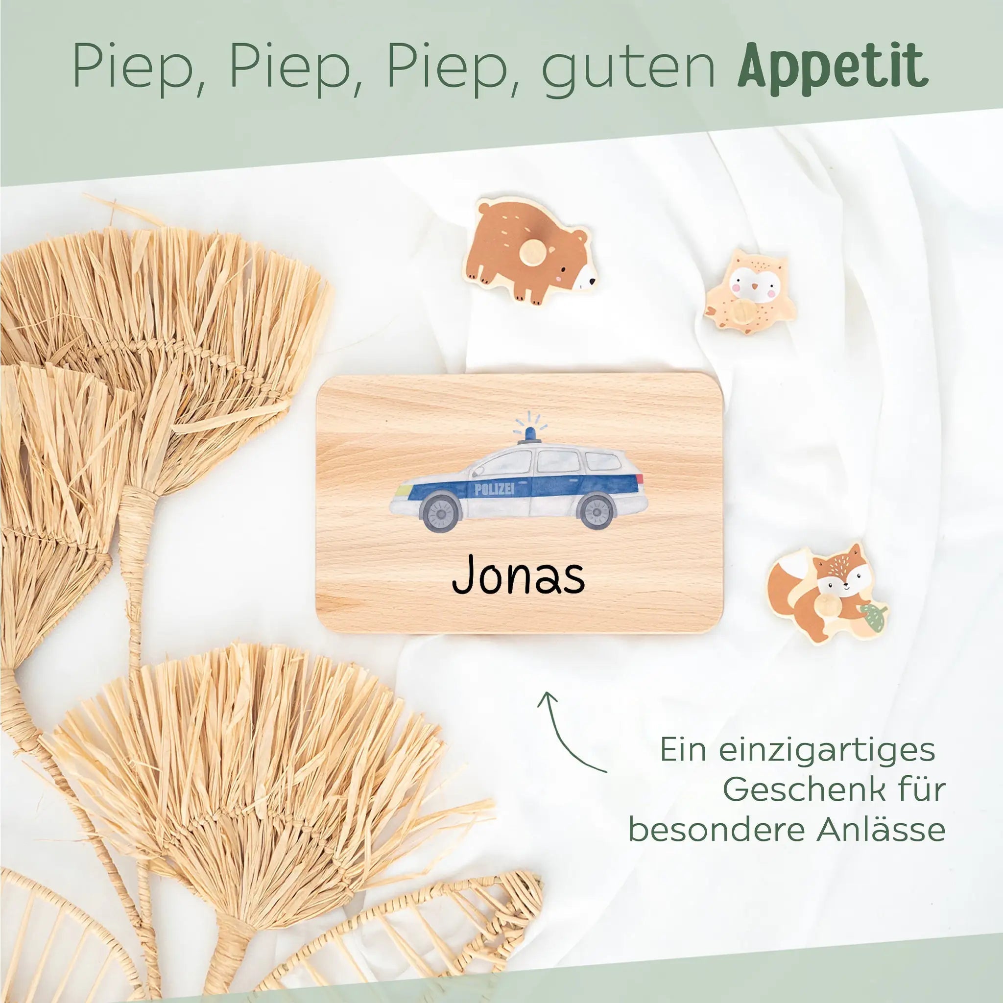 Frühstücksbrettchen personalisiert - Fahrzeug Aquarell - wunderwunsch