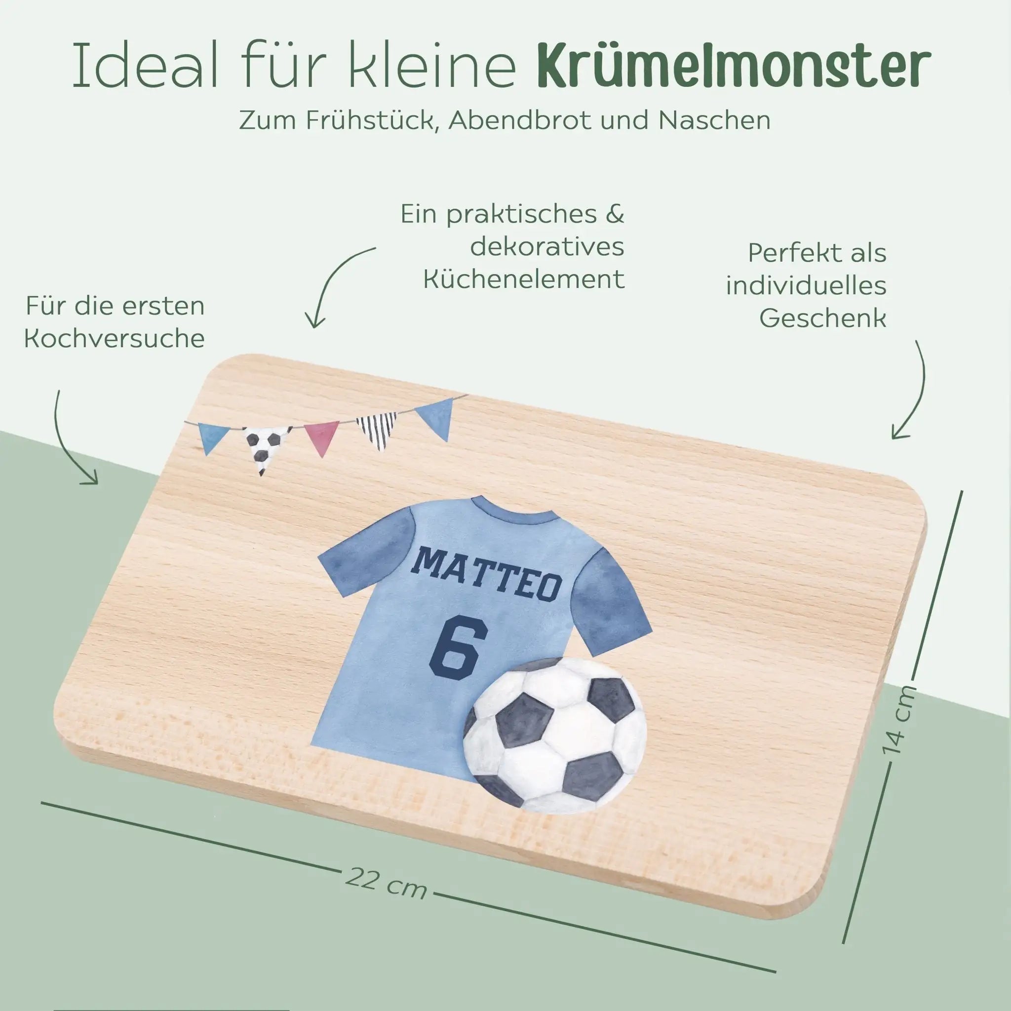 Frühstücksbrettchen personalisiert - Fußball Trikot Aquarell - wunderwunsch