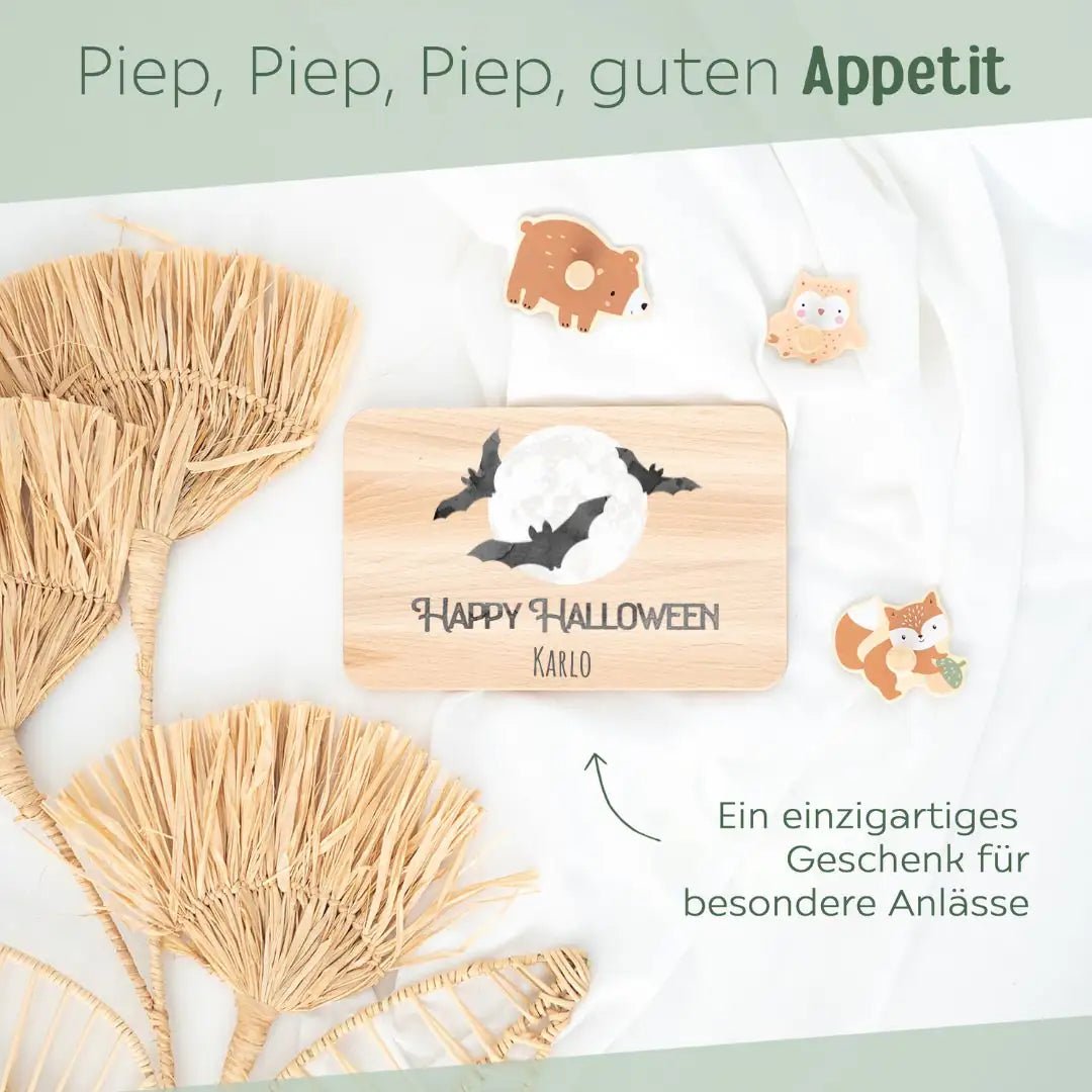 Frühstücksbrettchen personalisiert - Halloween Aquarell - wunderwunsch