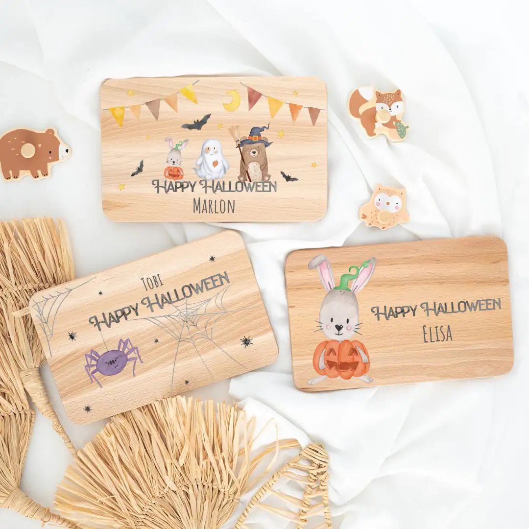 Frühstücksbrettchen personalisiert - Halloween Aquarell - wunderwunsch