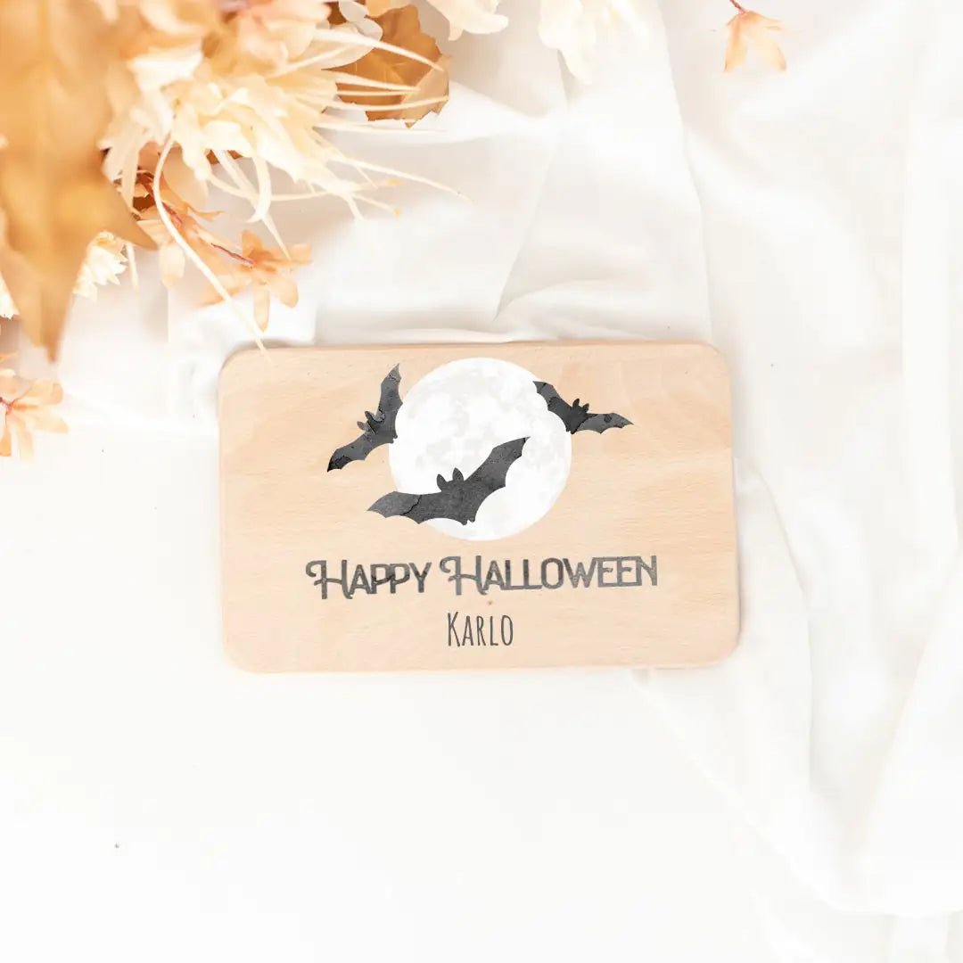 Frühstücksbrettchen personalisiert - Halloween Aquarell - wunderwunsch