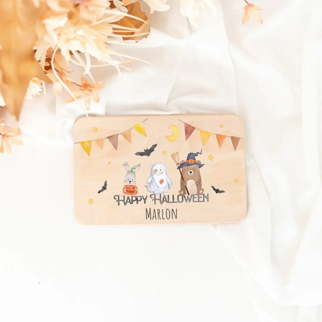 Frühstücksbrettchen personalisiert - Halloween Aquarell - wunderwunsch