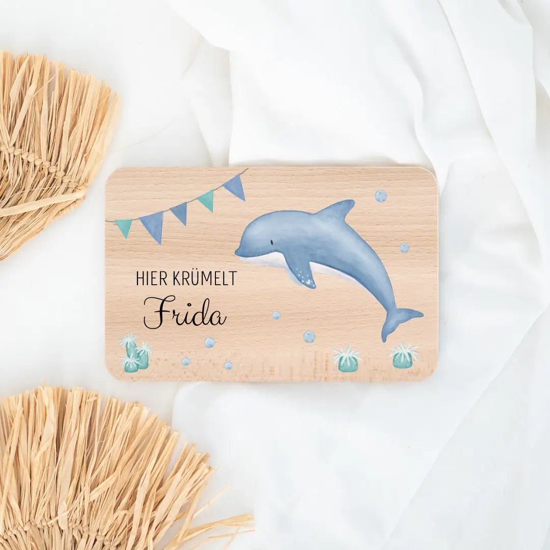 Frühstücksbrettchen personalisiert - Meerestier Girlande Aquarell - wunderwunsch