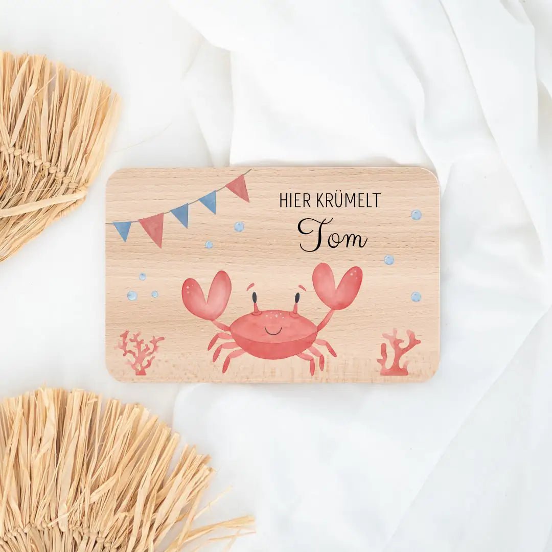 Frühstücksbrettchen personalisiert - Meerestier Girlande Aquarell - wunderwunsch
