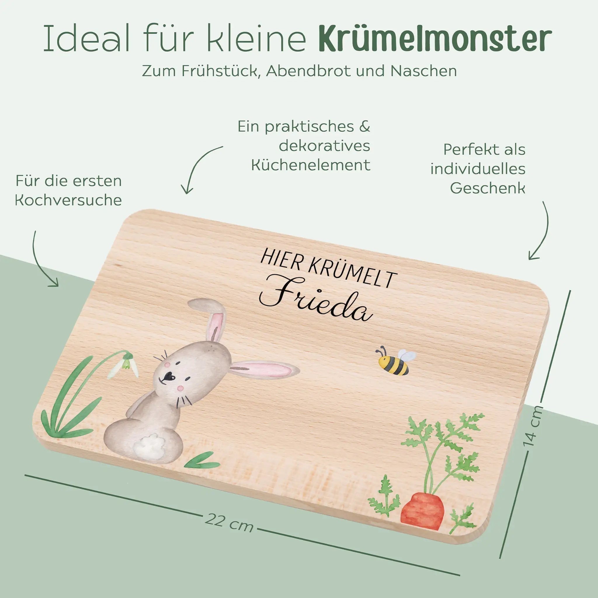 Frühstücksbrettchen personalisiert Osterhase und Eiersuche Aquarell - wunderwunsch