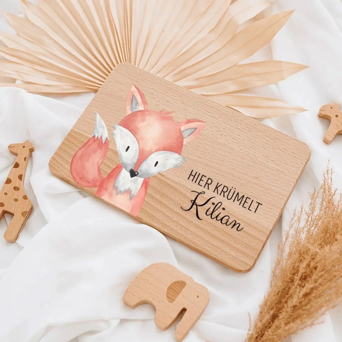 Frühstücksbrettchen personalisiert - Tier Aquarell - wunderwunsch