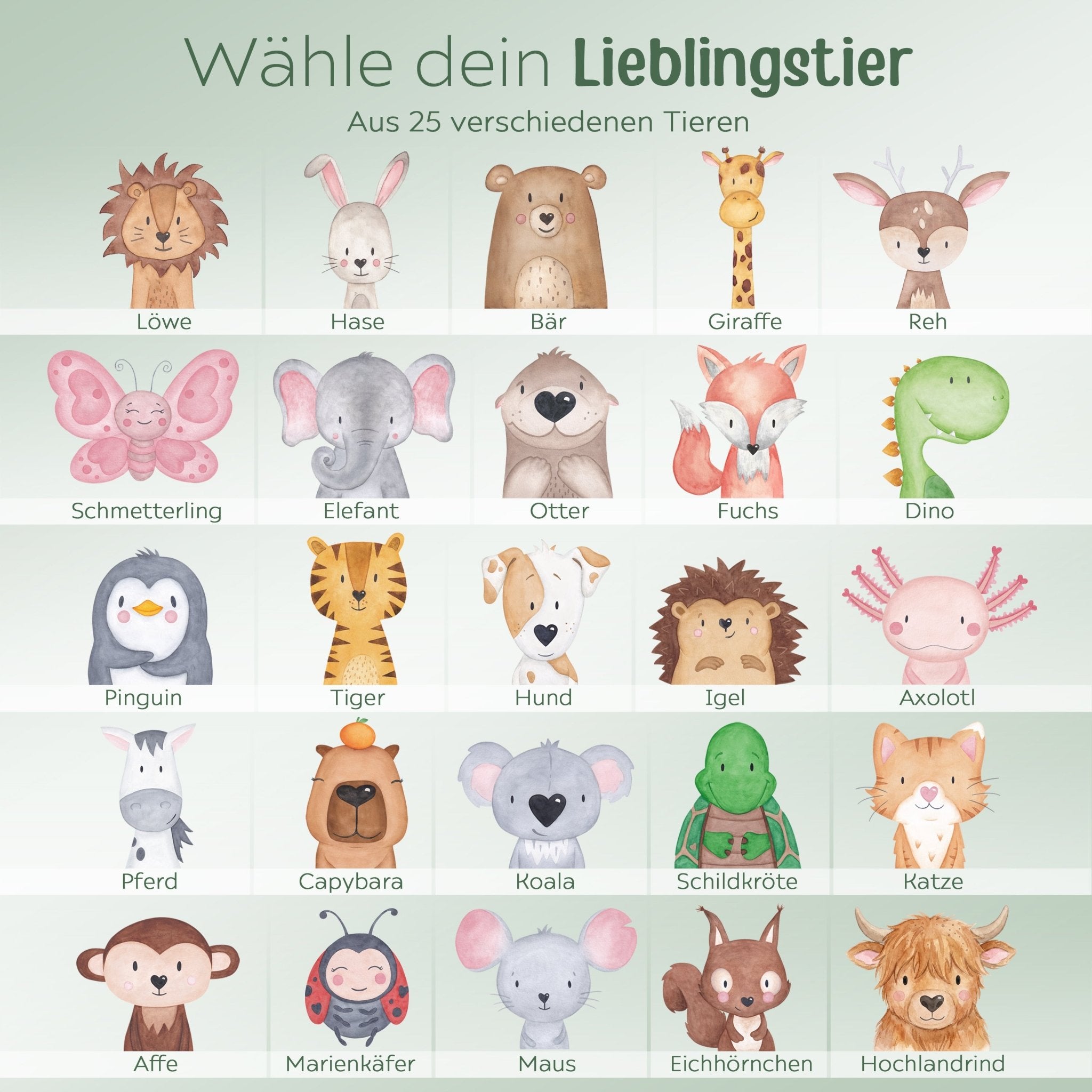 Frühstücksbrettchen personalisiert - Tier Aquarell - wunderwunsch