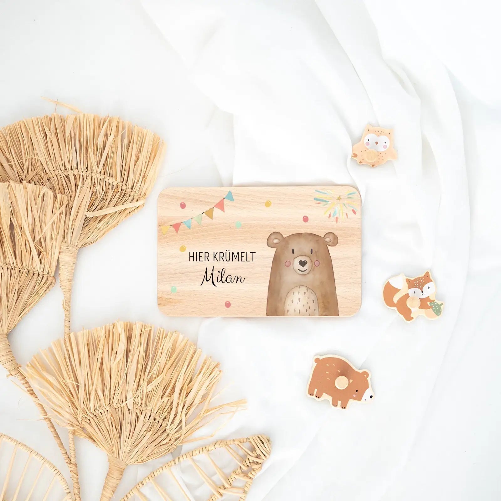 Frühstücksbrettchen personalisiert - Traumhafte Tierfreunde Aquarell - wunderwunsch