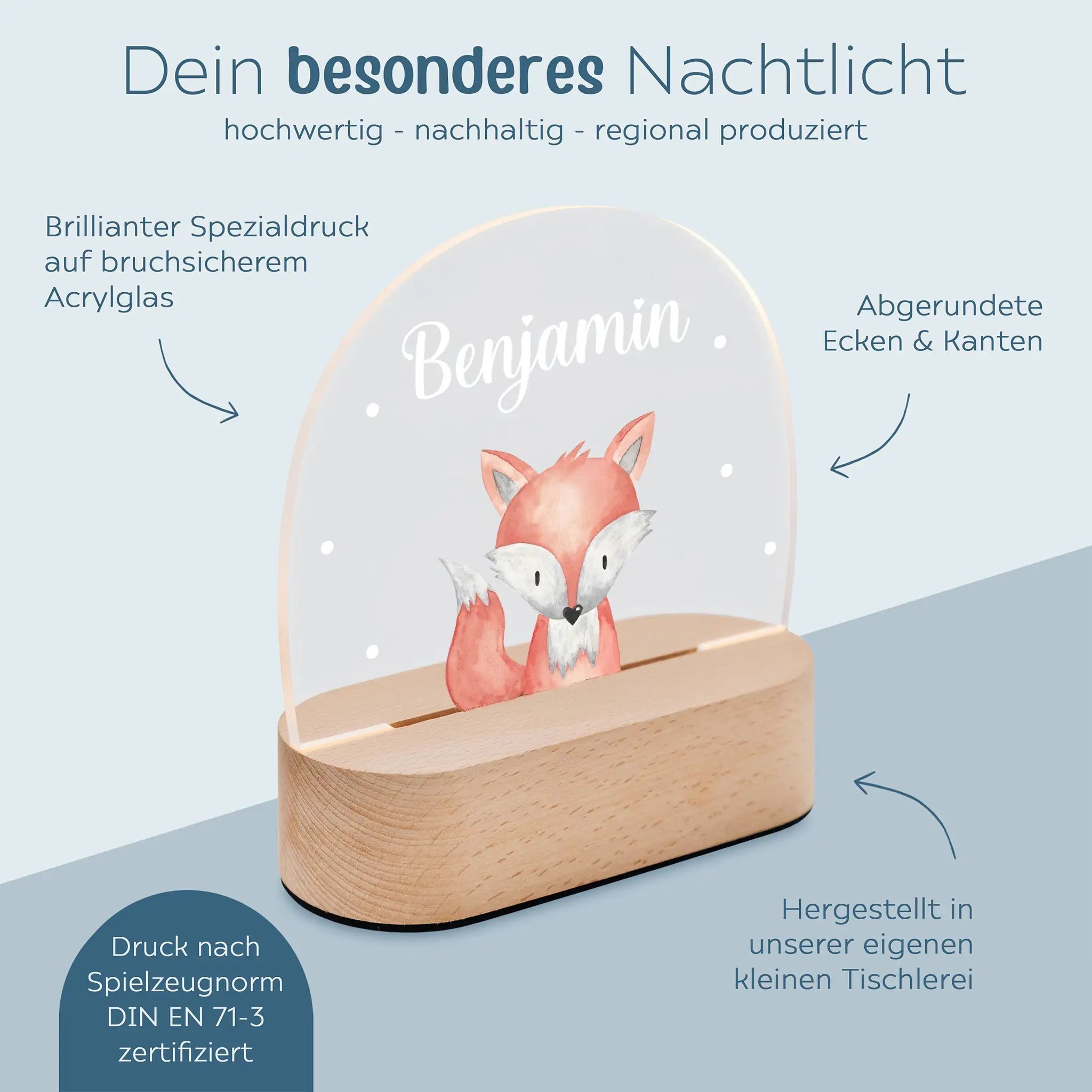 Geburts - Bundle - Erinnerungsbox Holz + LED Nachtlicht + Greifling personalisiert - Tier Aquarell - wunderwunsch