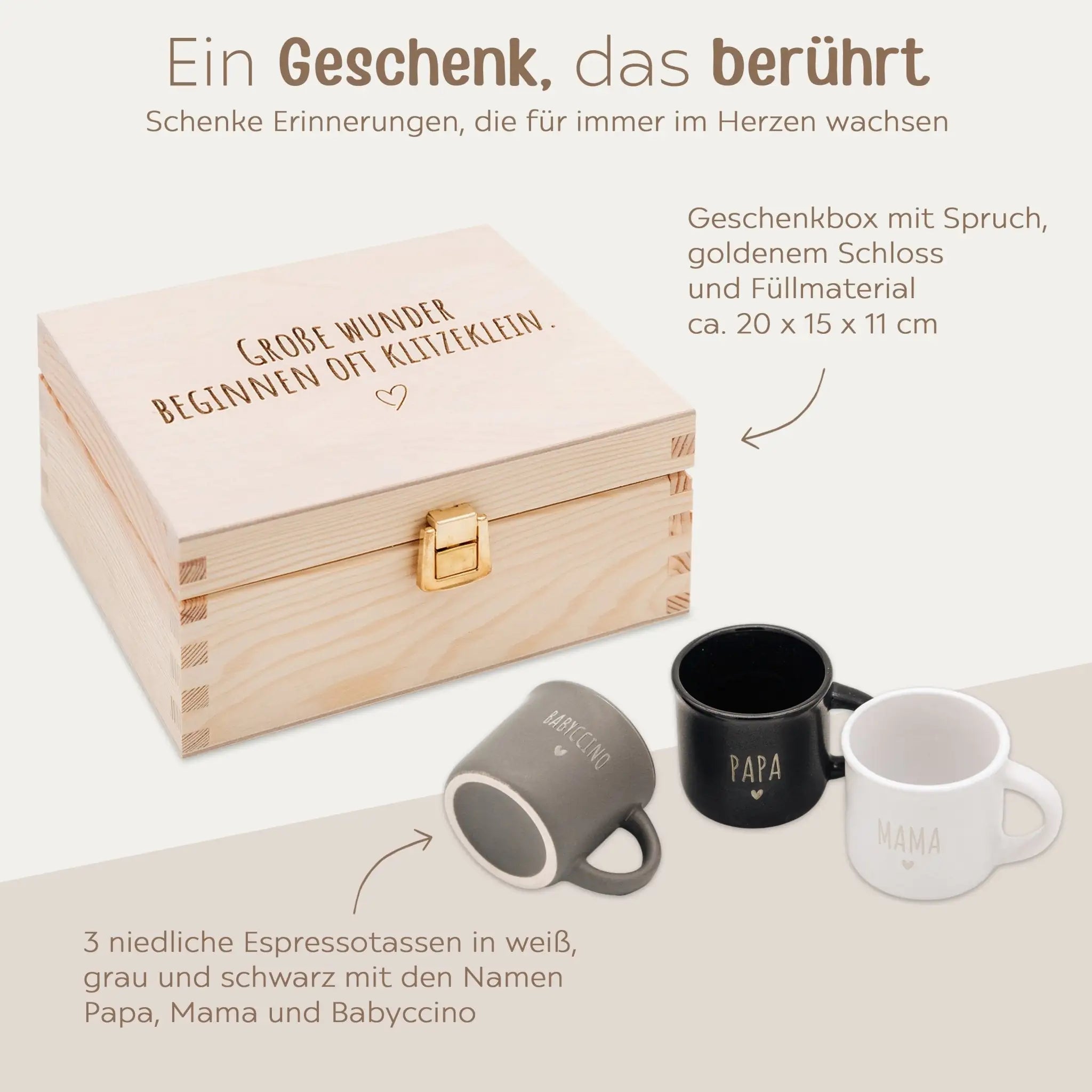 Geschenkbox Babyshower - Espresso Set Familie - wunderwunsch