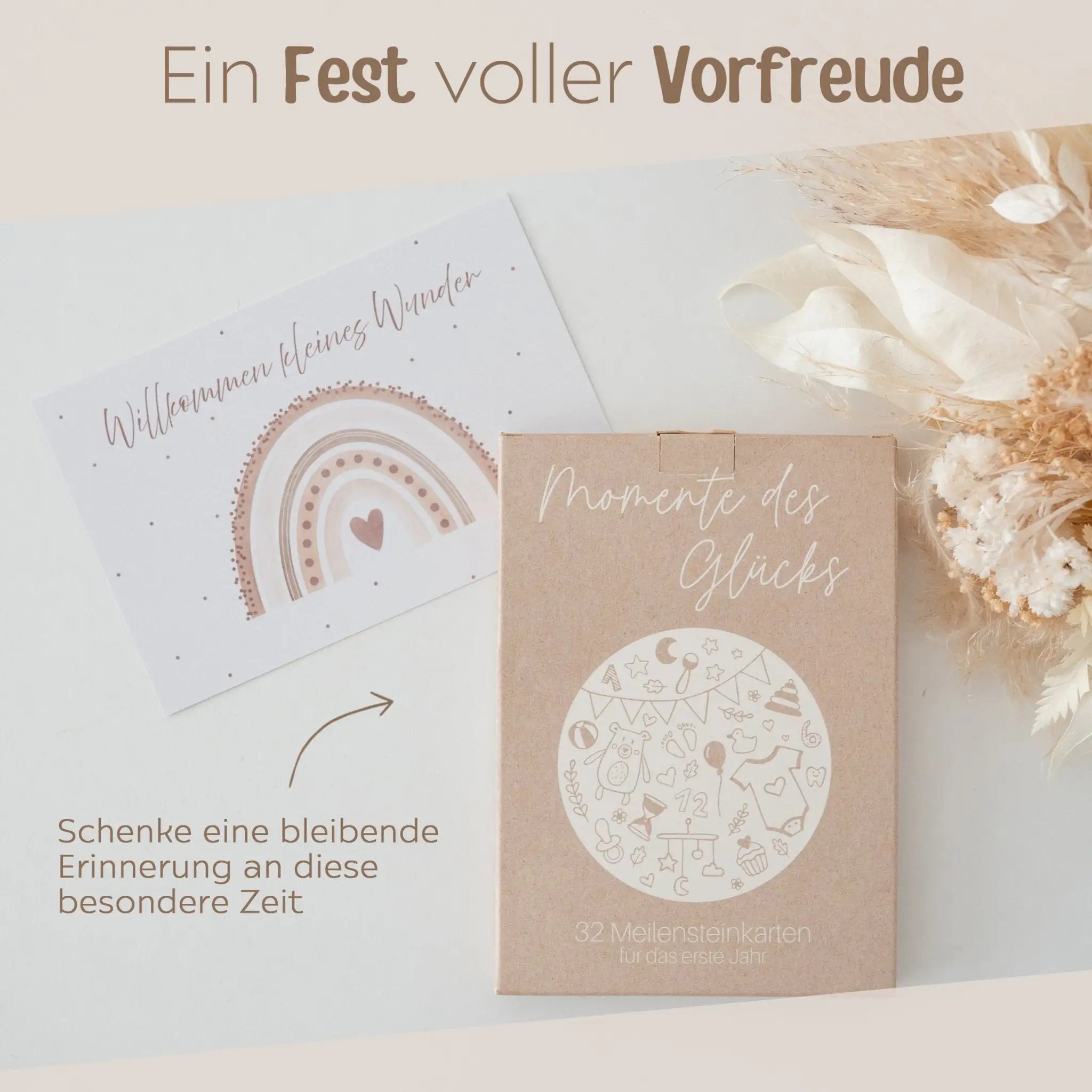 Geschenkbox Babyshower - Meilensteinkarten + Postkarte - wunderwunsch
