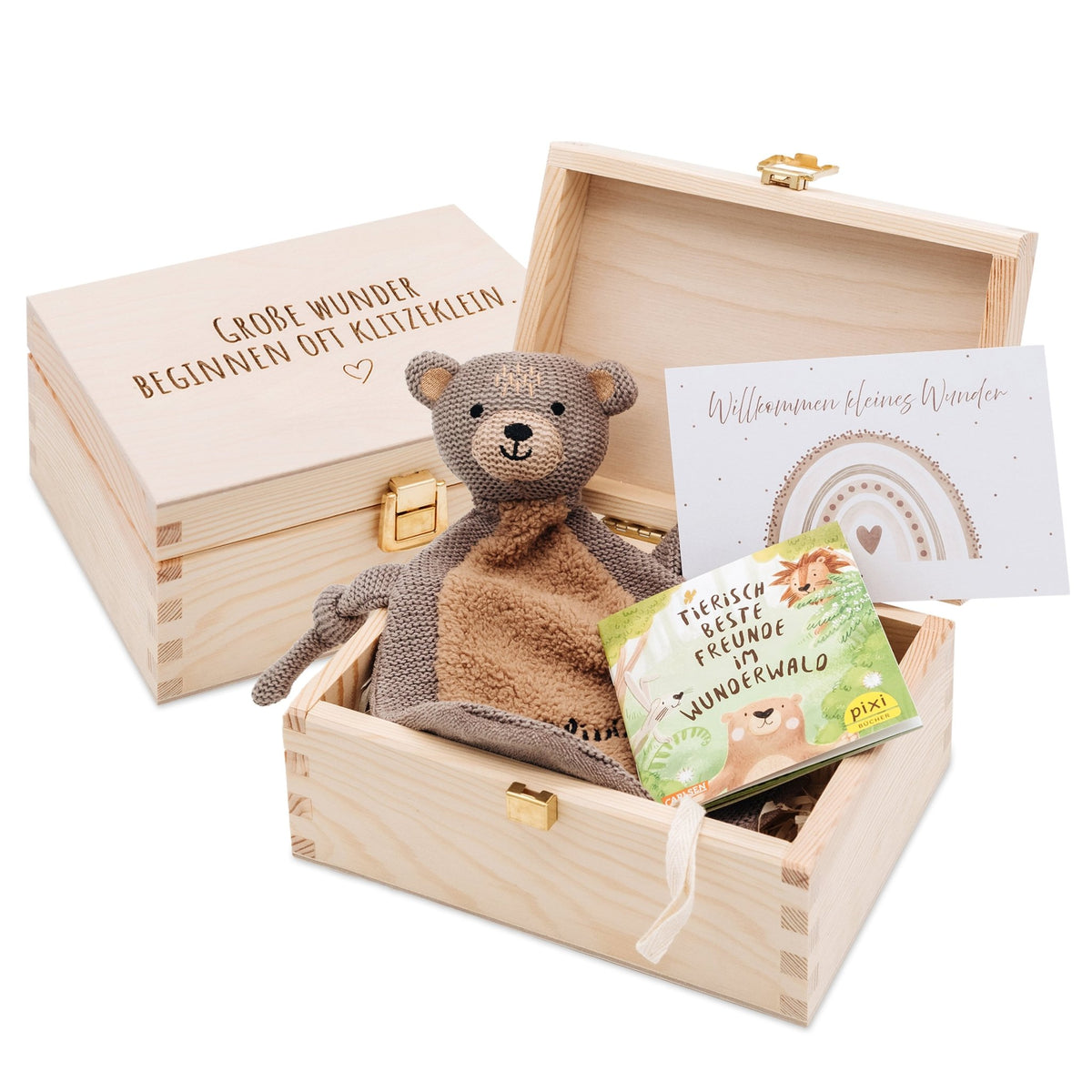 Geschenkbox Geburt - Schmusetuch + Pixi Buch + Postkarte - wunderwunsch