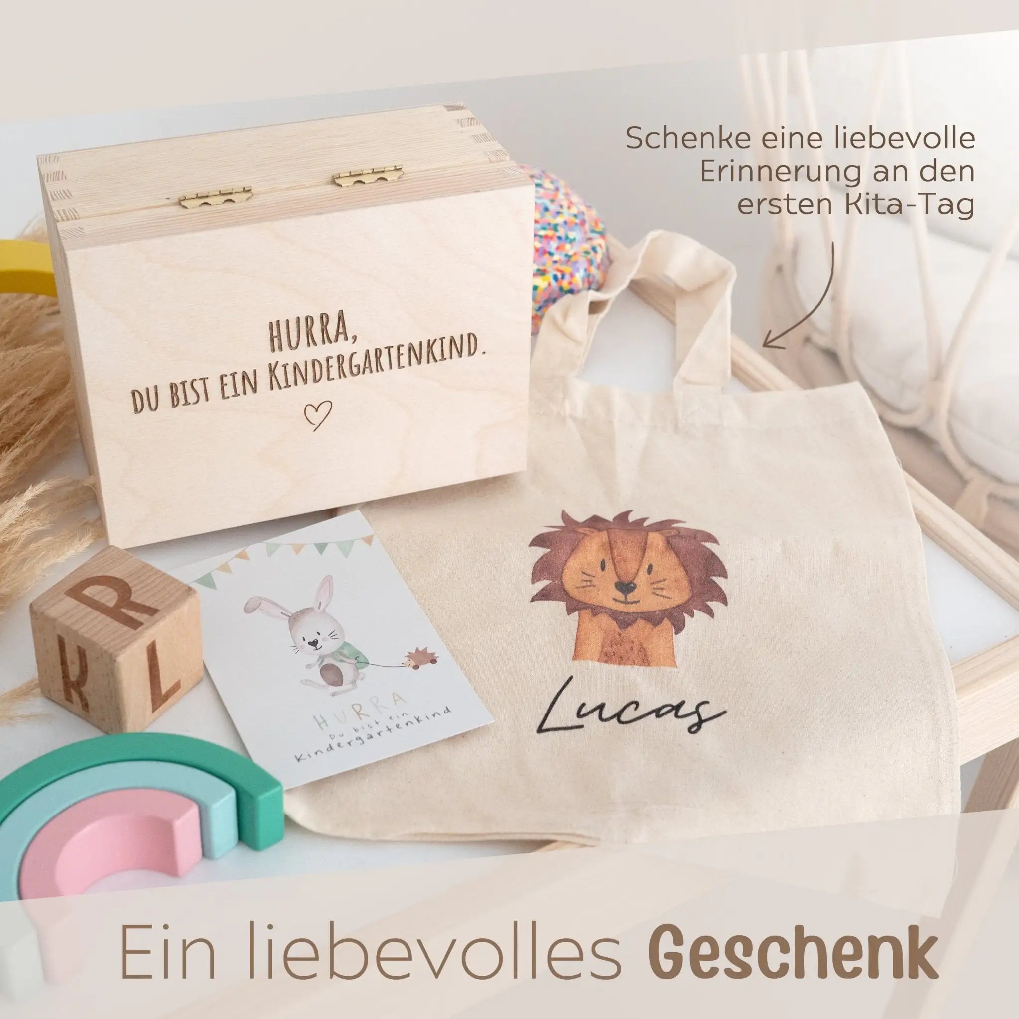 Geschenkbox Kitastart - Stoffbeutel + Postkarte - wunderwunsch