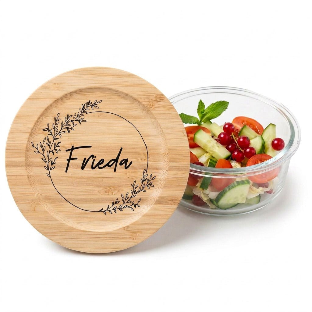 Glasdose personalisiert - Blumenkranz Gravur - wunderwunsch