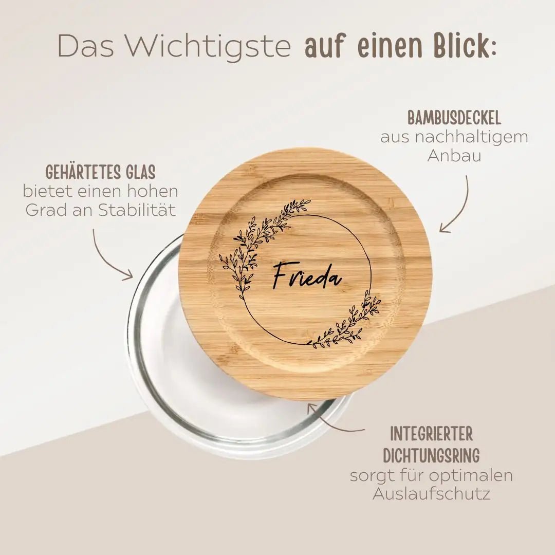 Glasdose personalisiert - Blumenkranz Gravur - wunderwunsch