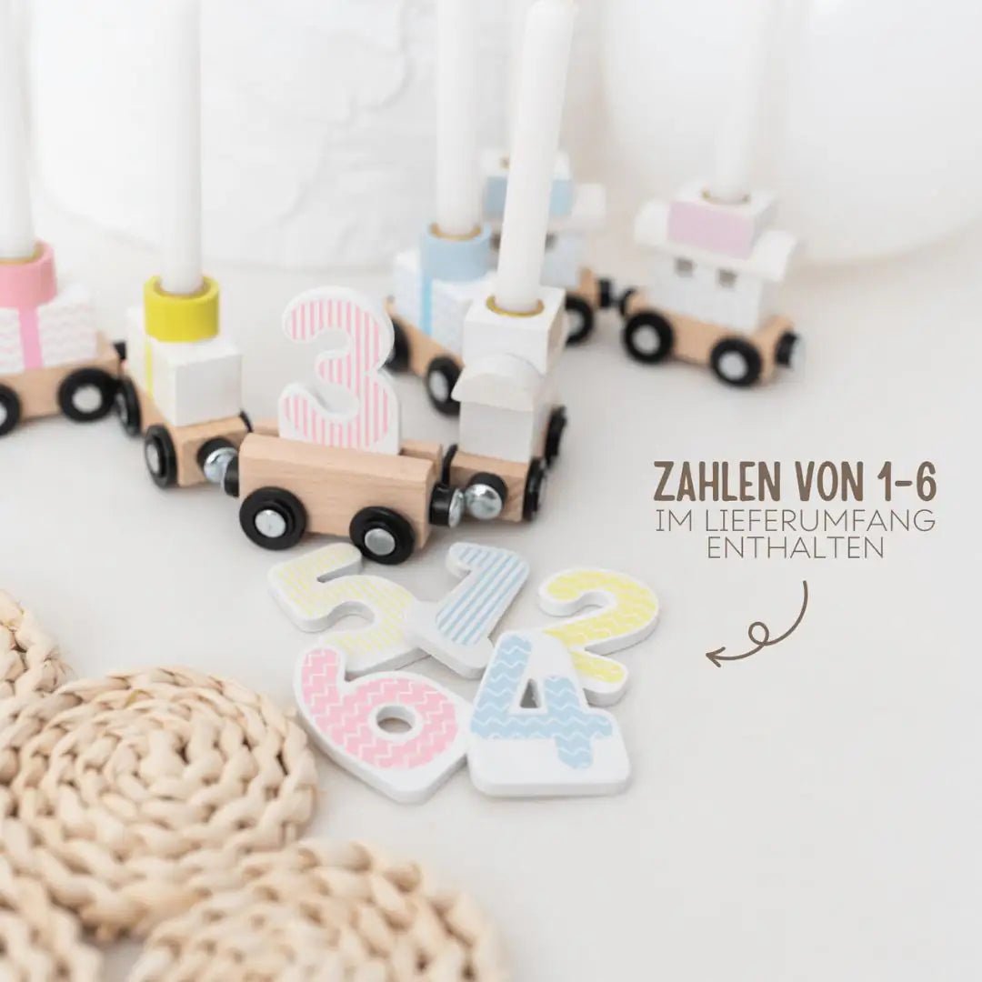 GOKI Geburtstagszug Pastell personalisierbar - wunderwunsch