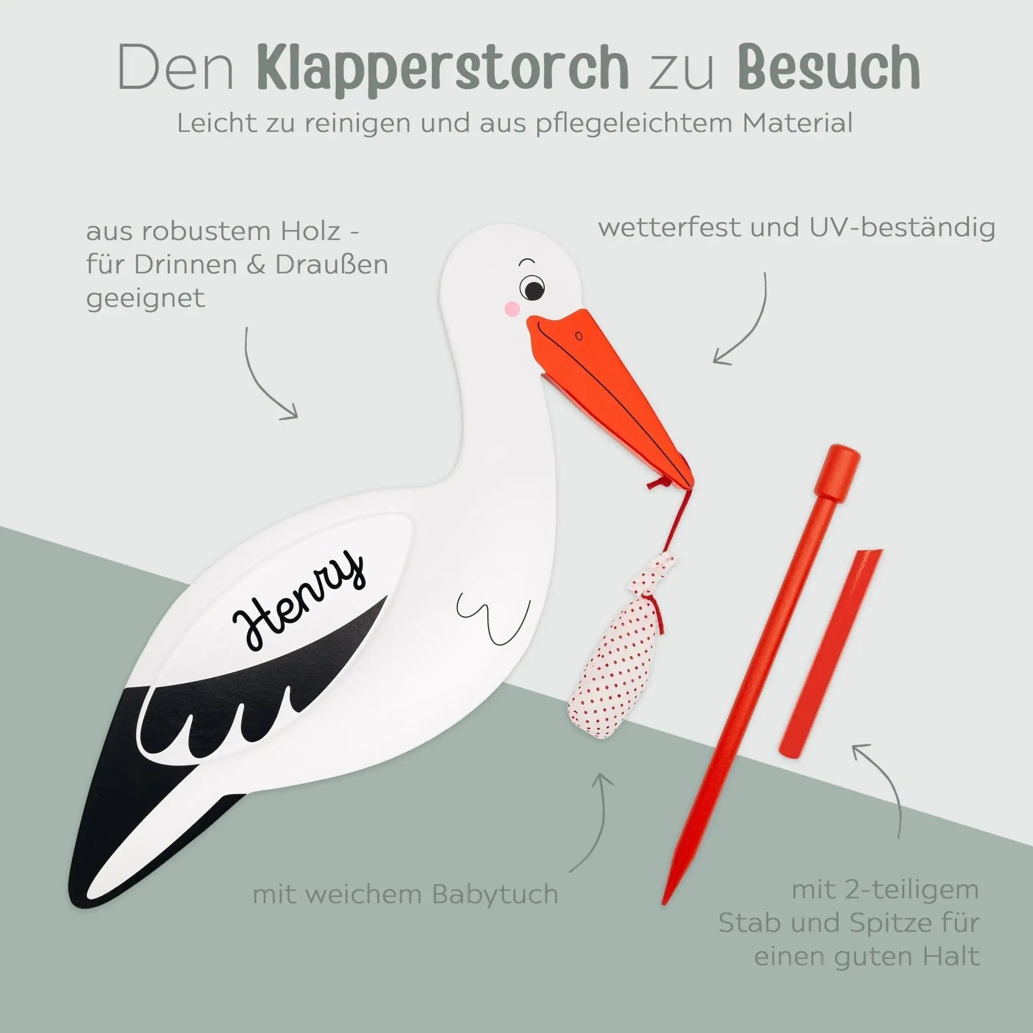 GOKI Storch mit Babytuch - wunderwunsch