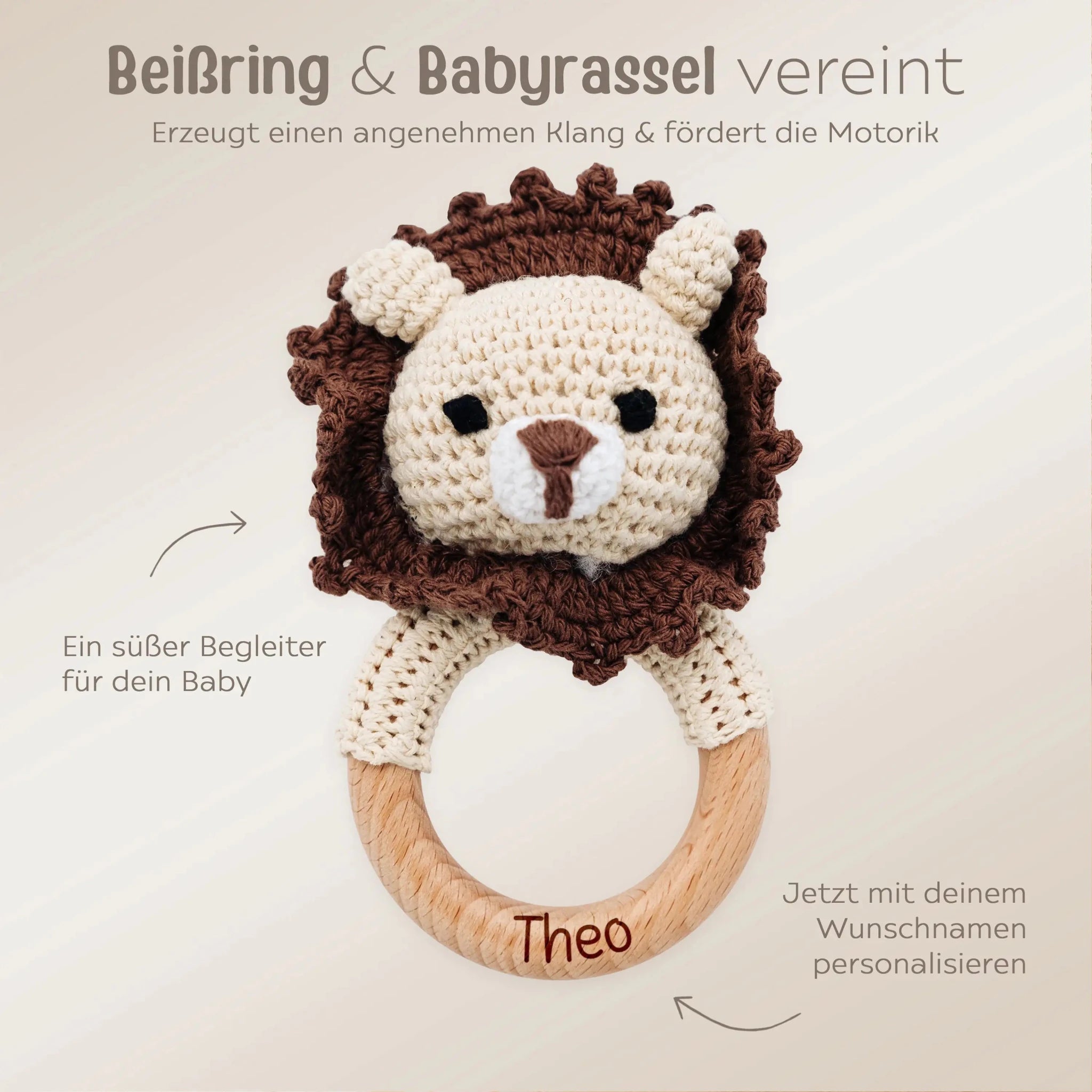 Greifling Löwe dunkelbraun personalisiert - wunderwunsch