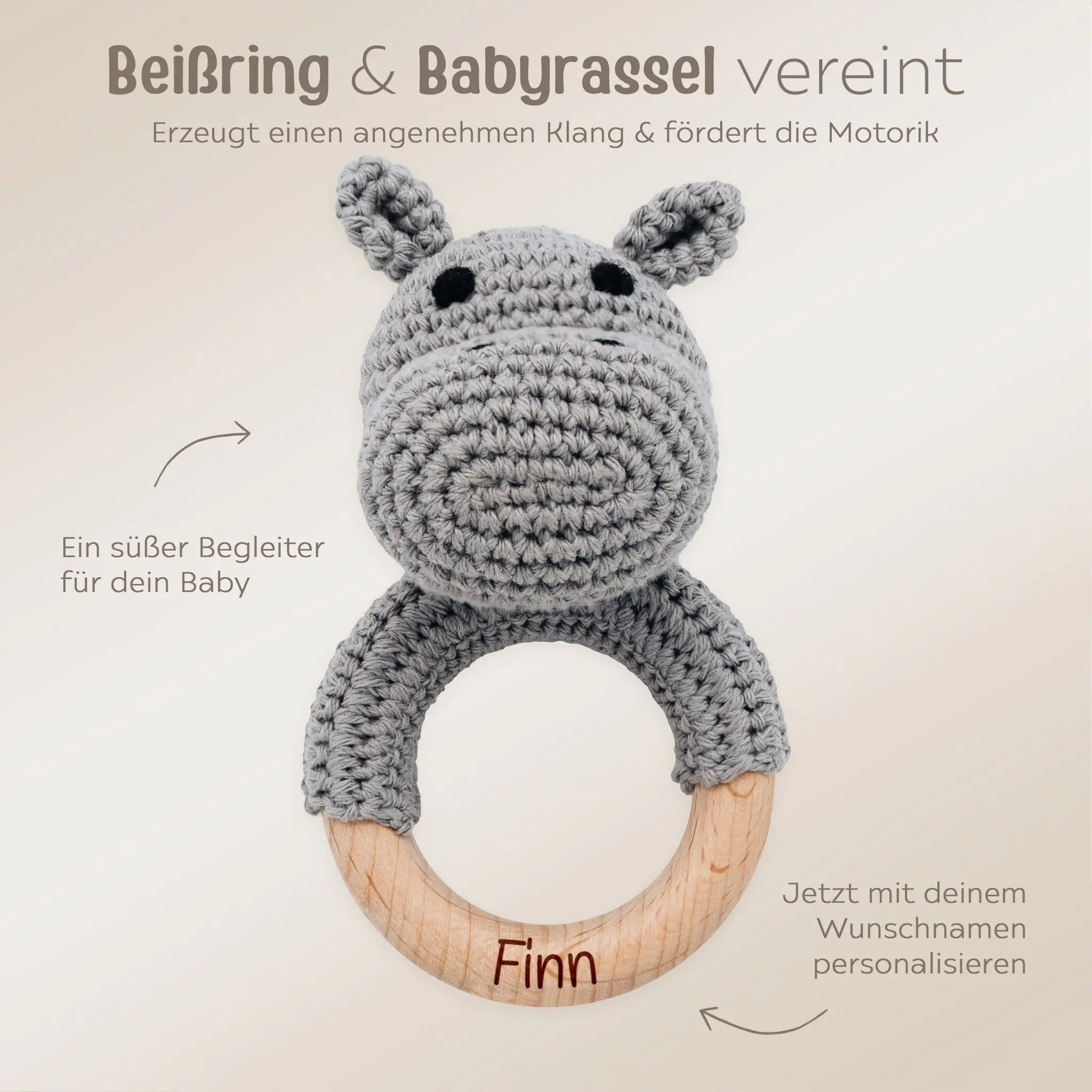Greifling Nilpferd personalisiert - wunderwunsch