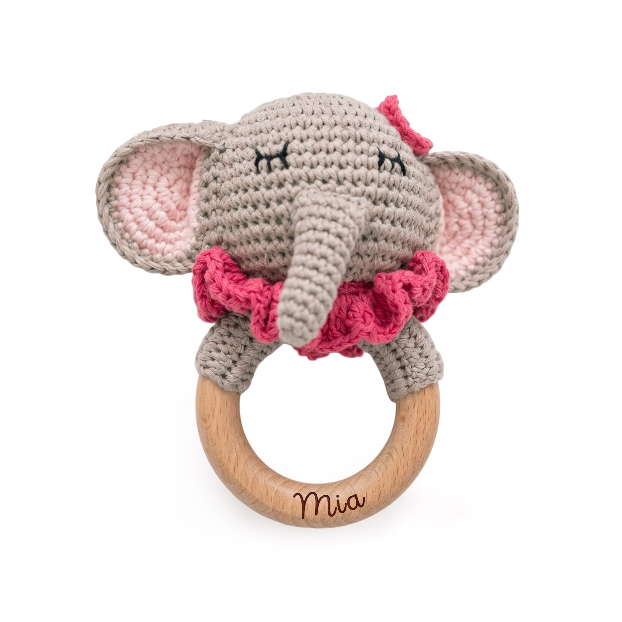 Greifling Rassel Elefant rosa personalisiert - wunderwunsch