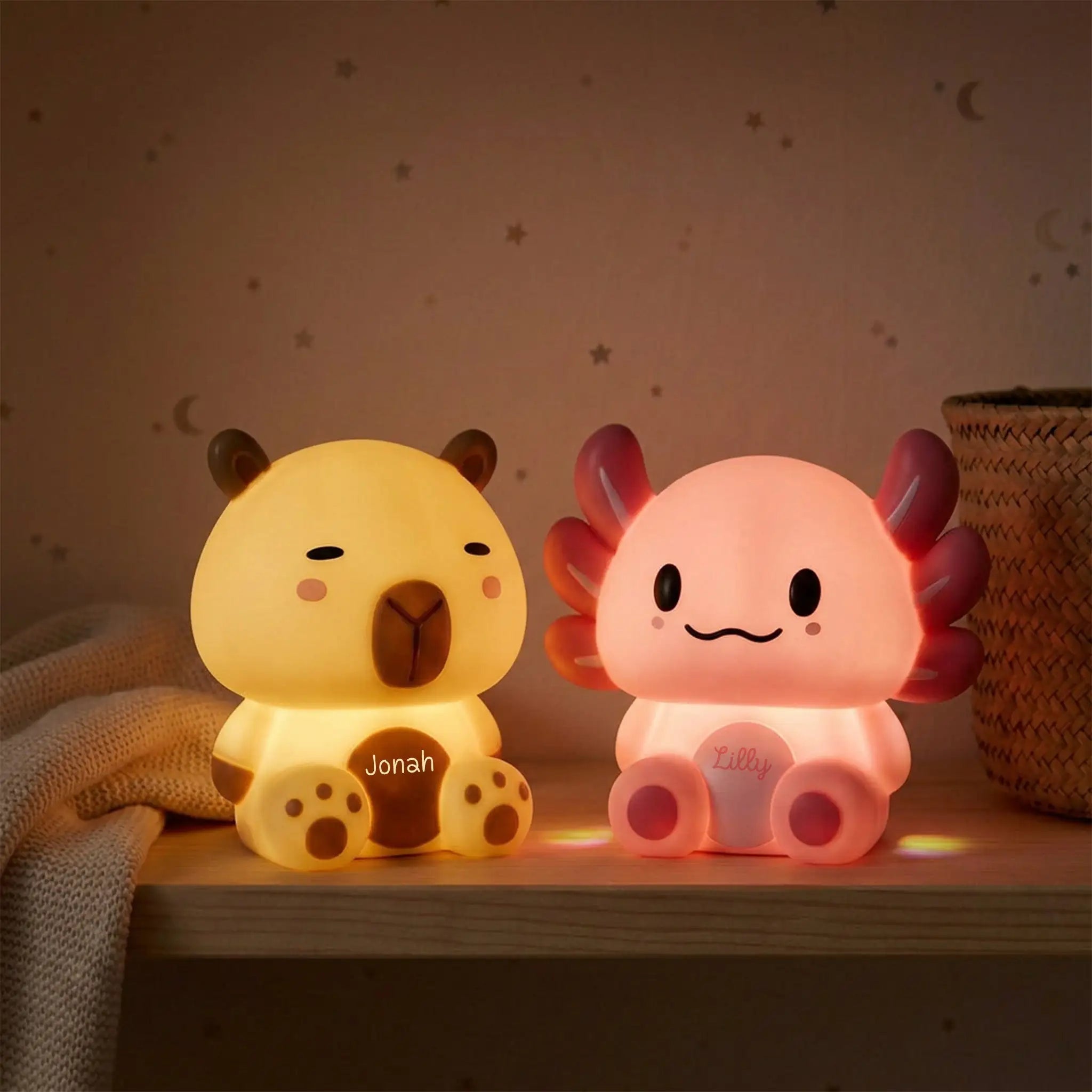 iTotal Nachtlicht Axolotl & Capybara personalisierbar - wunderwunsch