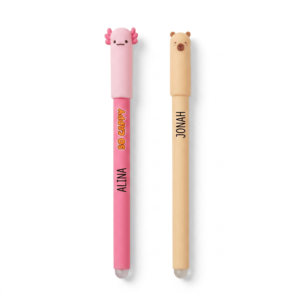 iTotal Radierbarer Stift Axolotl & Capybara personalisiert - wunderwunsch