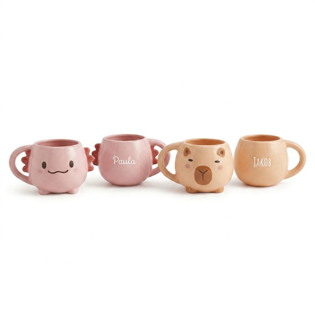 iTotal Tasse in Tierform Capybara & Axolotl personalisiert - wunderwunsch