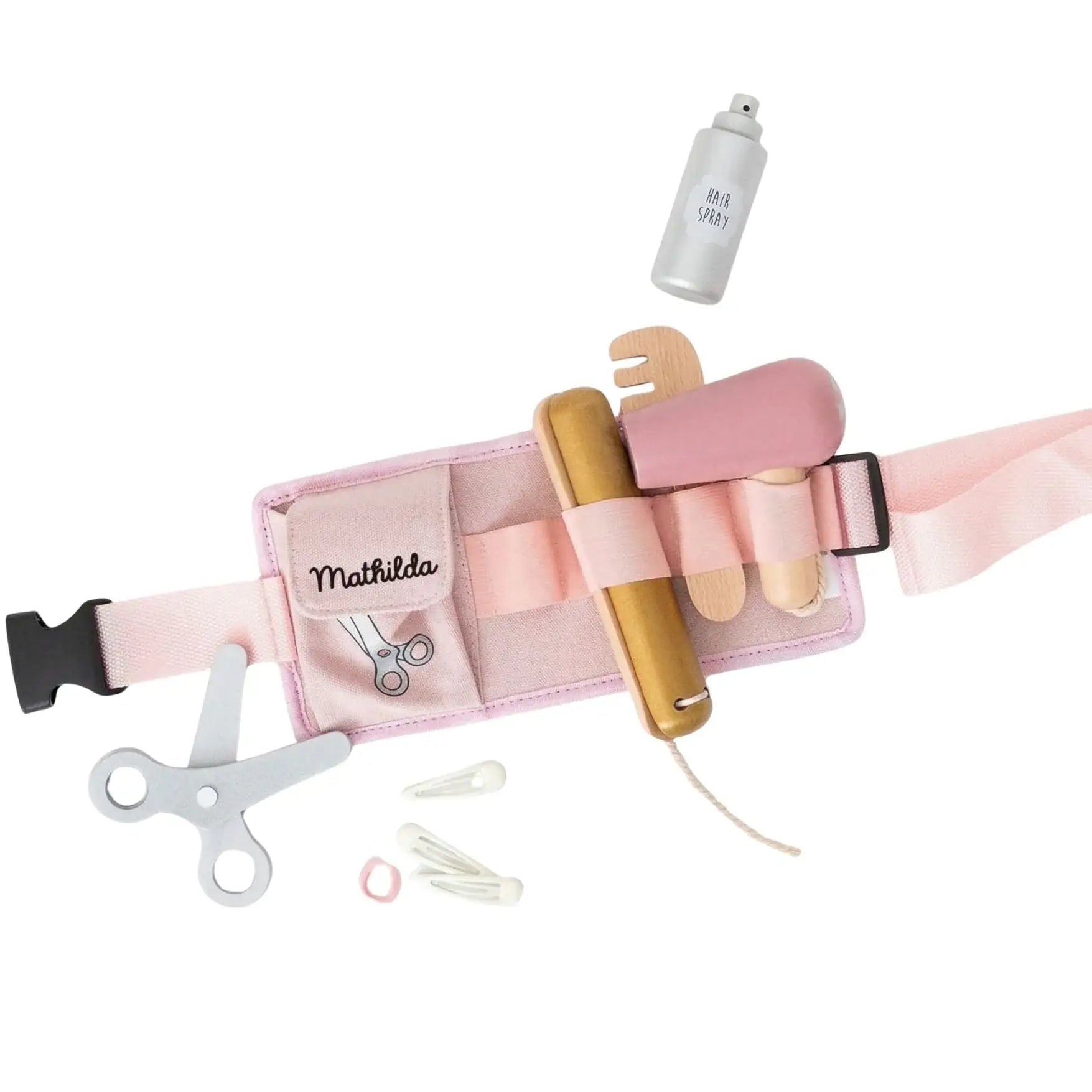 JABADABADO Friseurtasche Holz Stoff rosa personalisierbar - wunderwunsch