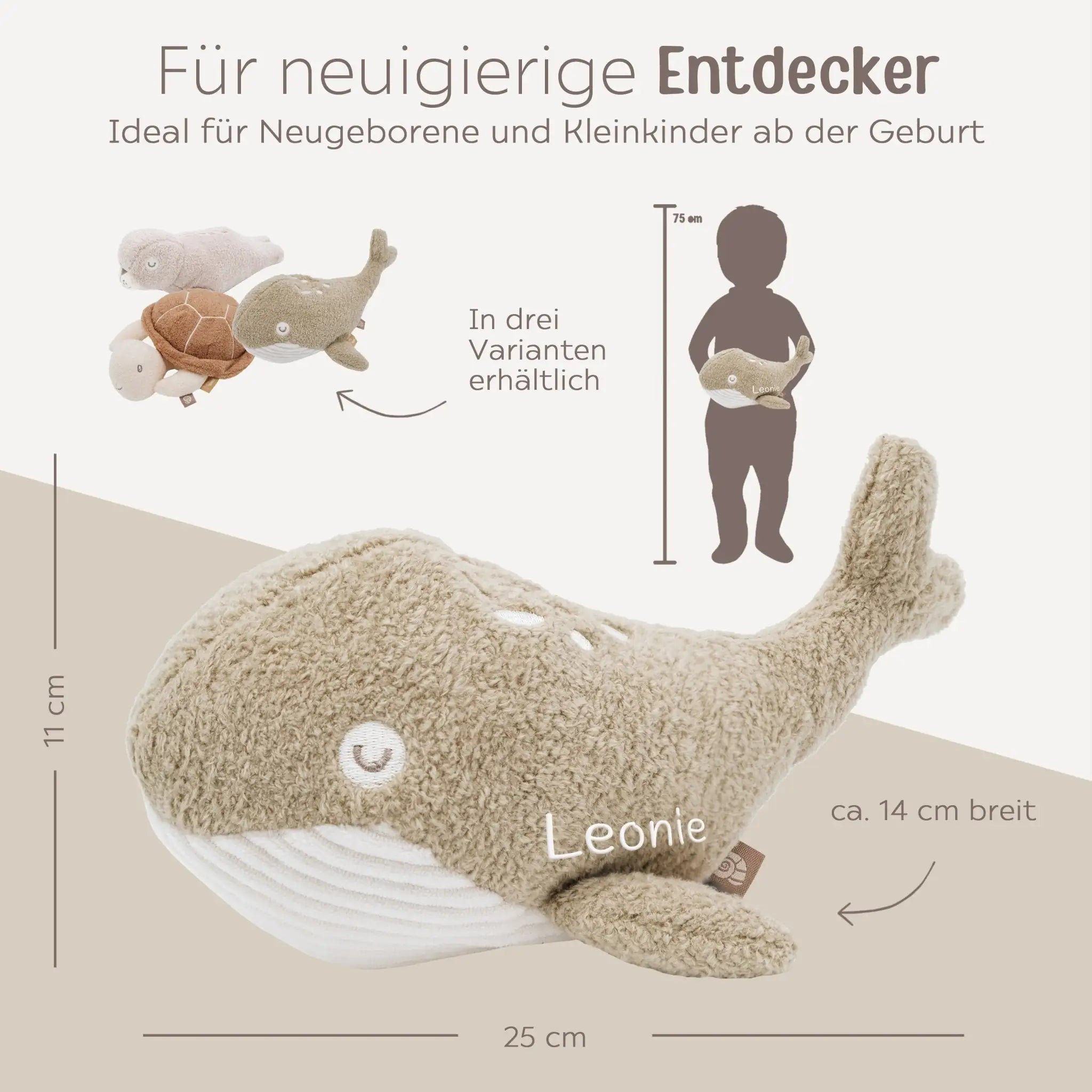 JOLLEIN Activity Stofftier Meerestier Boucle personalisierbar - wunderwunsch