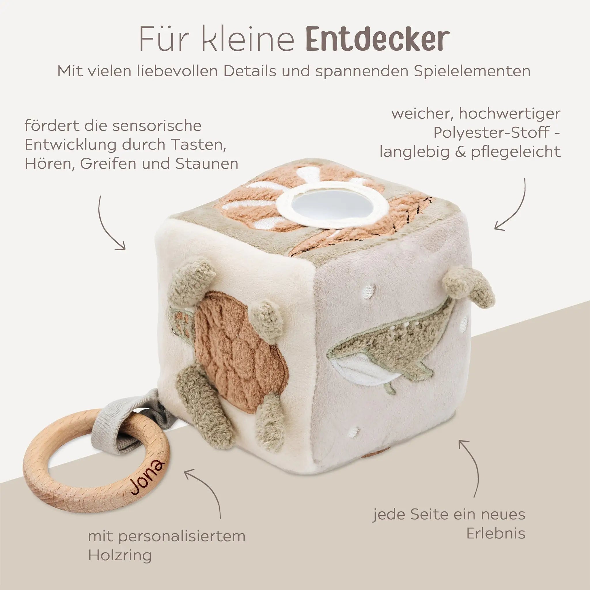 JOLLEIN Activity Stoffwürfel personalisierbar - Meerestiere - wunderwunsch