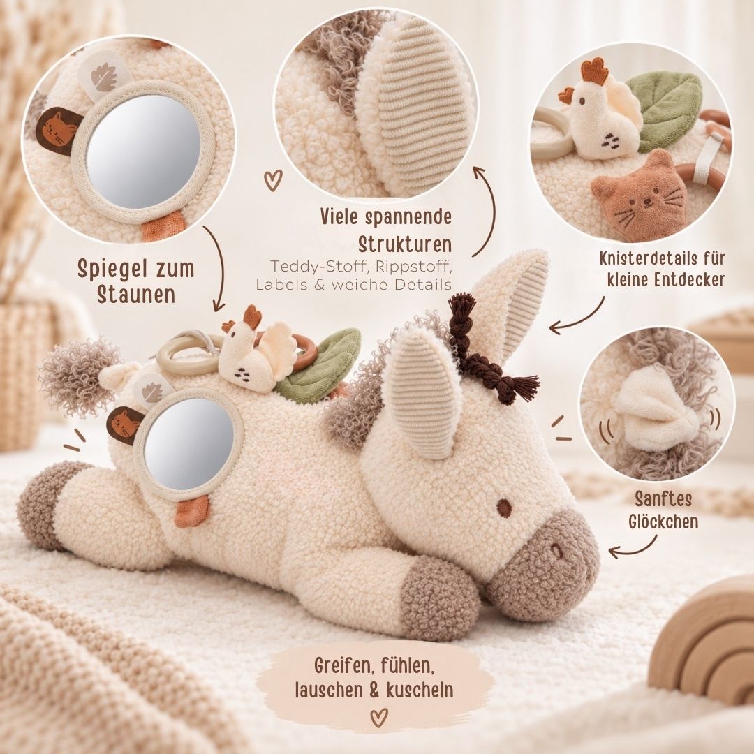 JOLLEIN Aktivitäten-Kuscheltier personalisiert - Esel - wunderwunsch