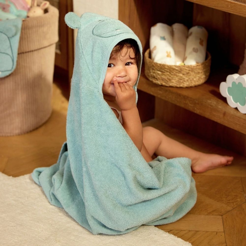 JOLLEIN Baby Kapuzenhandtuch Frottee personalisiert - Hippo, Schaf, Strauß - wunderwunsch