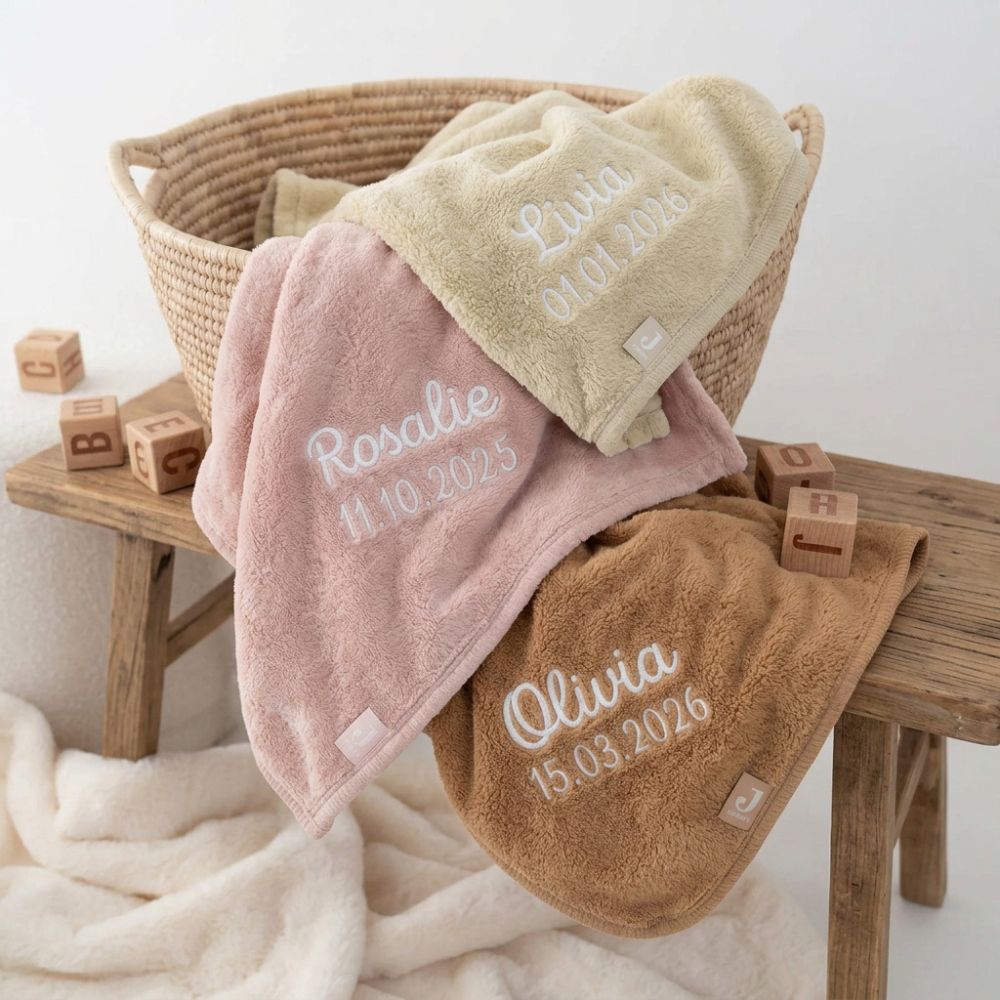 JOLLEIN Baby Kuscheldecke Sherpa/Jersey personalisiert - wunderwunsch
