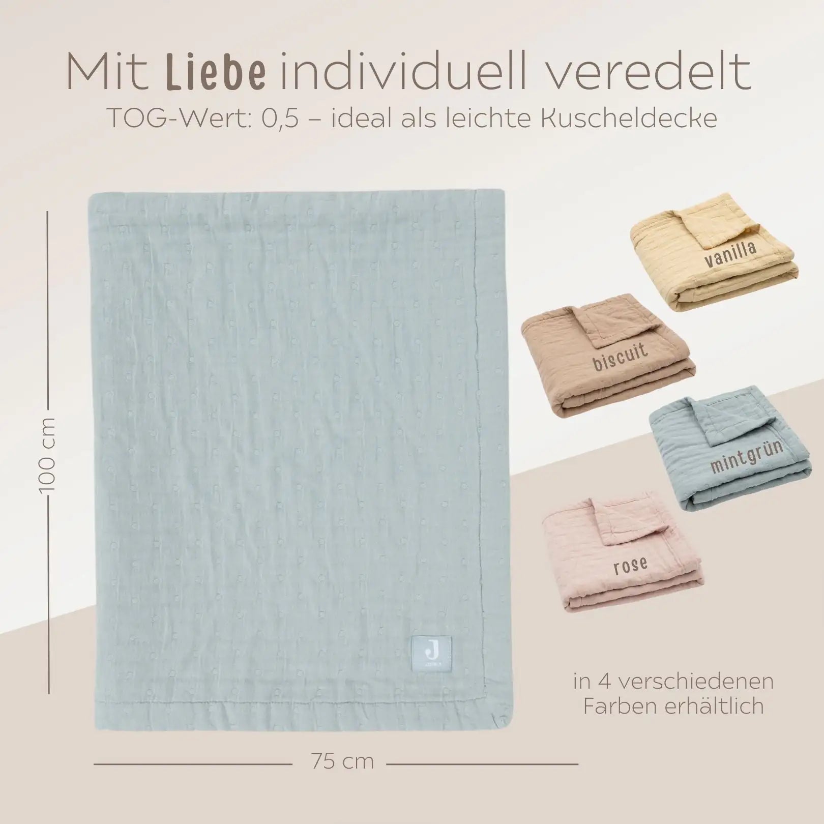 JOLLEIN Baby Musselin Mulldecke personalisiert - wunderwunsch