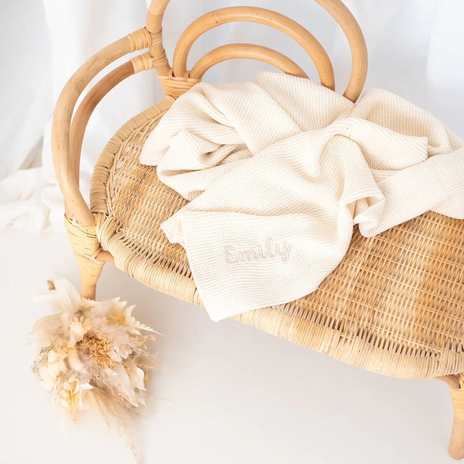 JOLLEIN Baby Strickdecke personalisiert - rose, olivgrün, mintgrün, creme - wunderwunsch